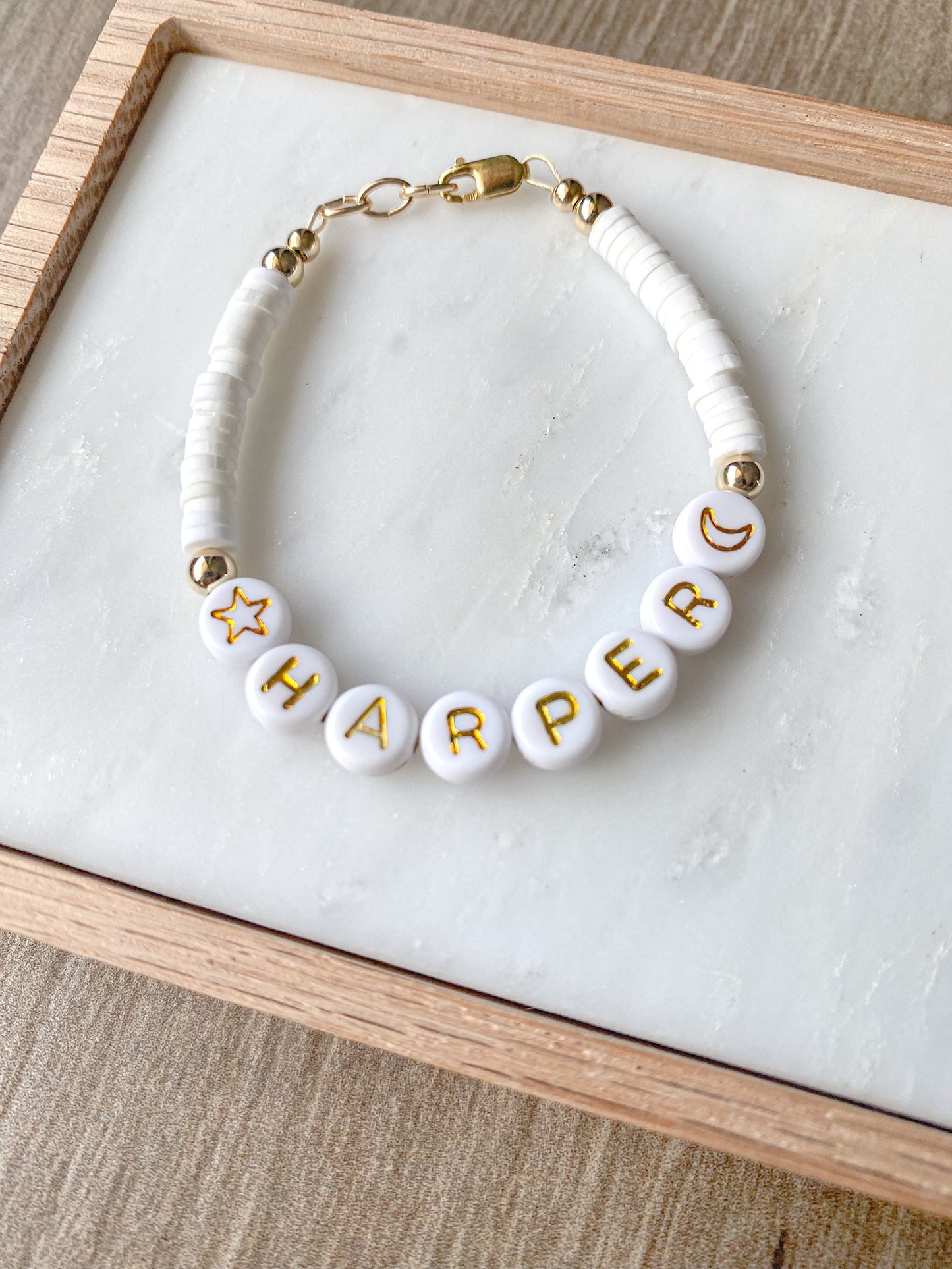 3mm heishi name bracelet