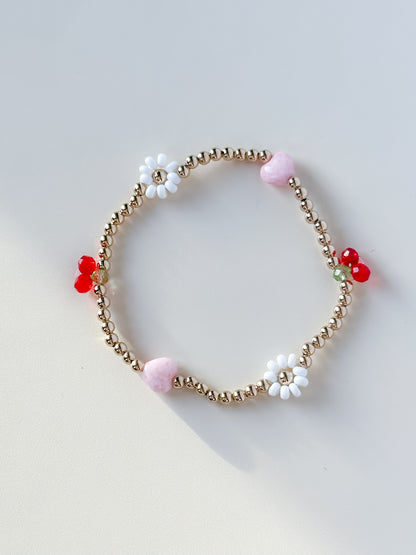 cherries, hearts and flowers, oh my! bracelet