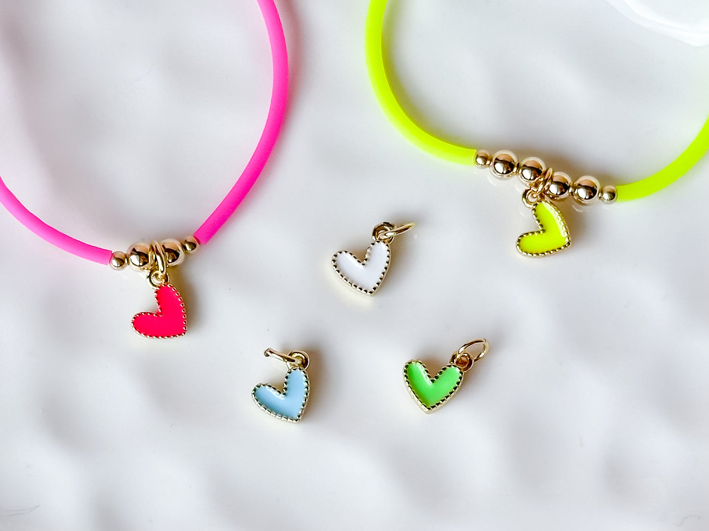 neon heart charm bracelet