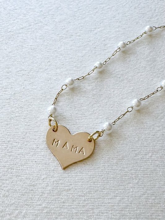 heart and pearl mama necklace