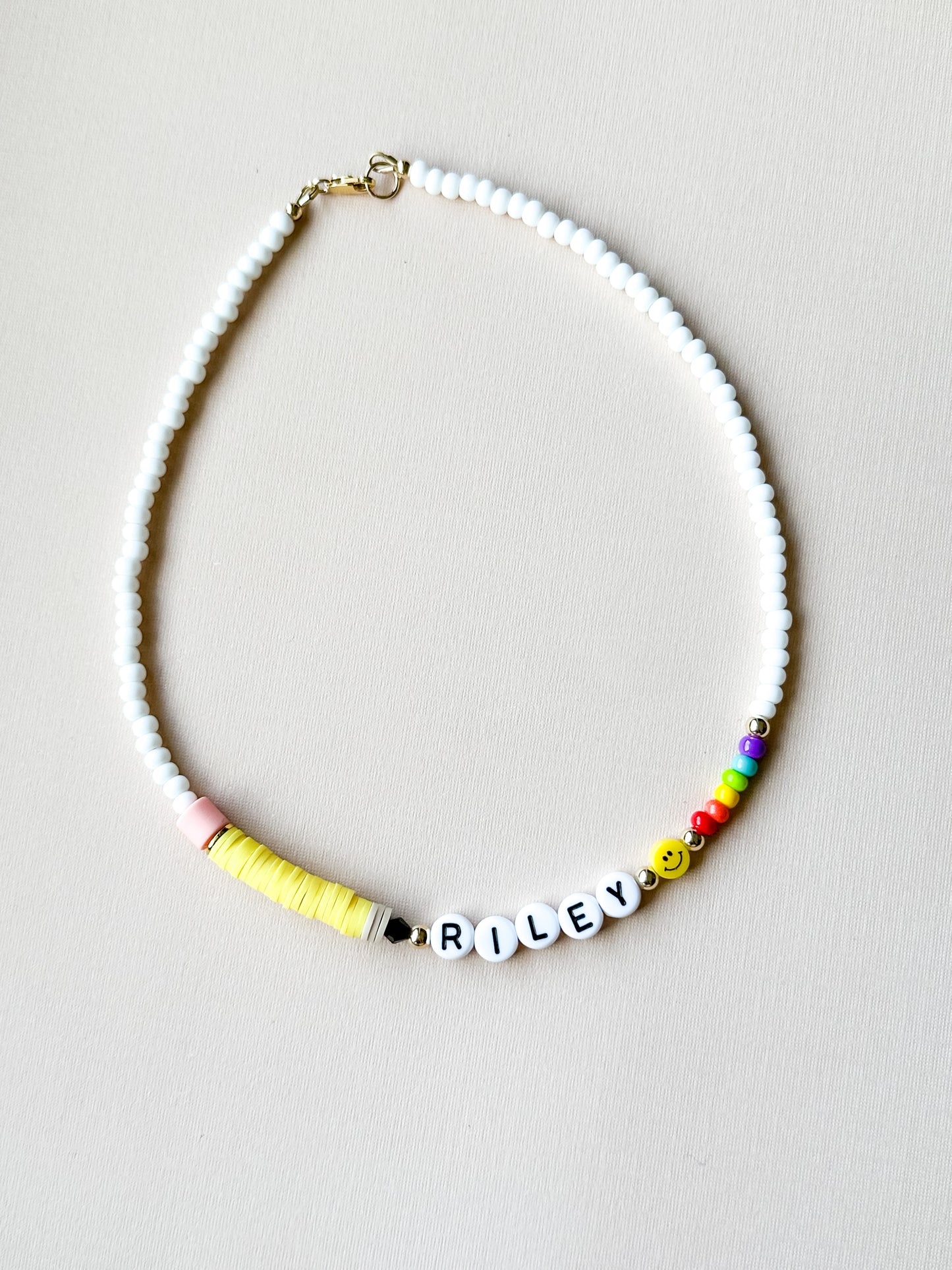 beaded name school necklace