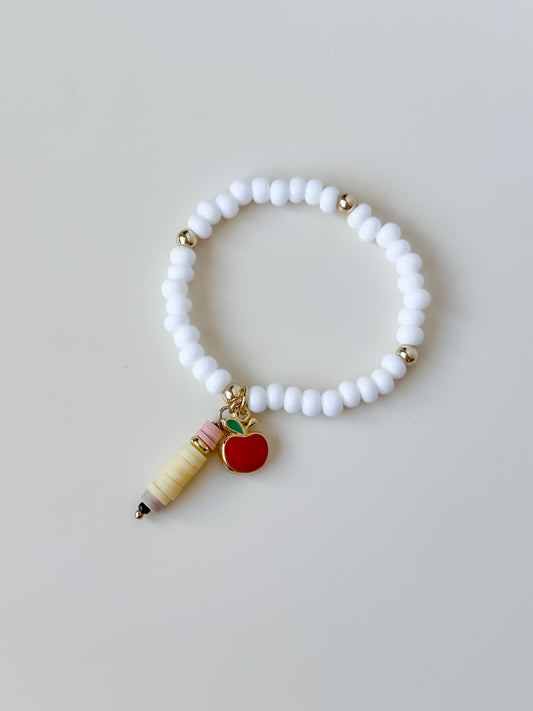 pencil & apple charm bracelet