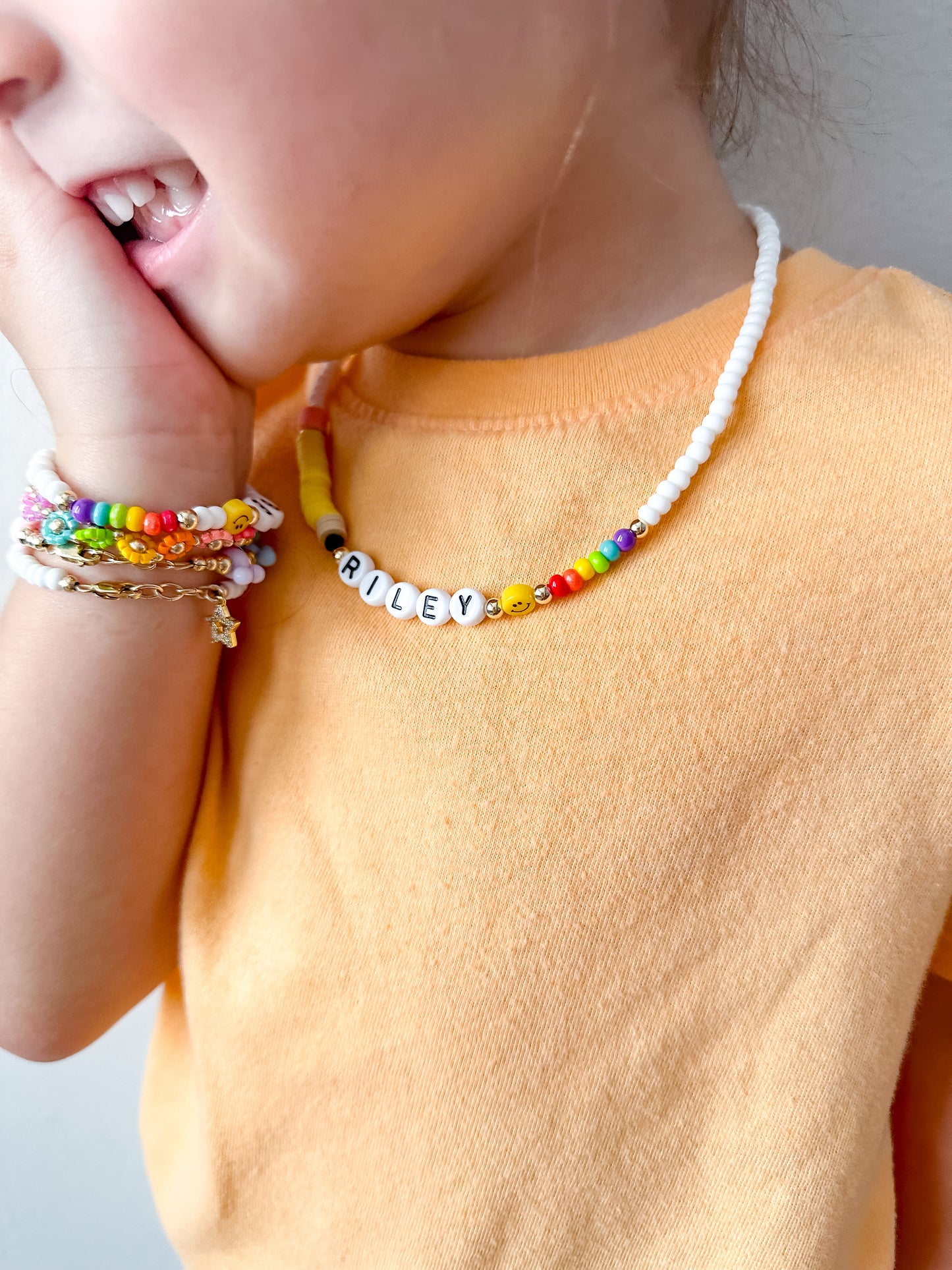 beaded name school necklace