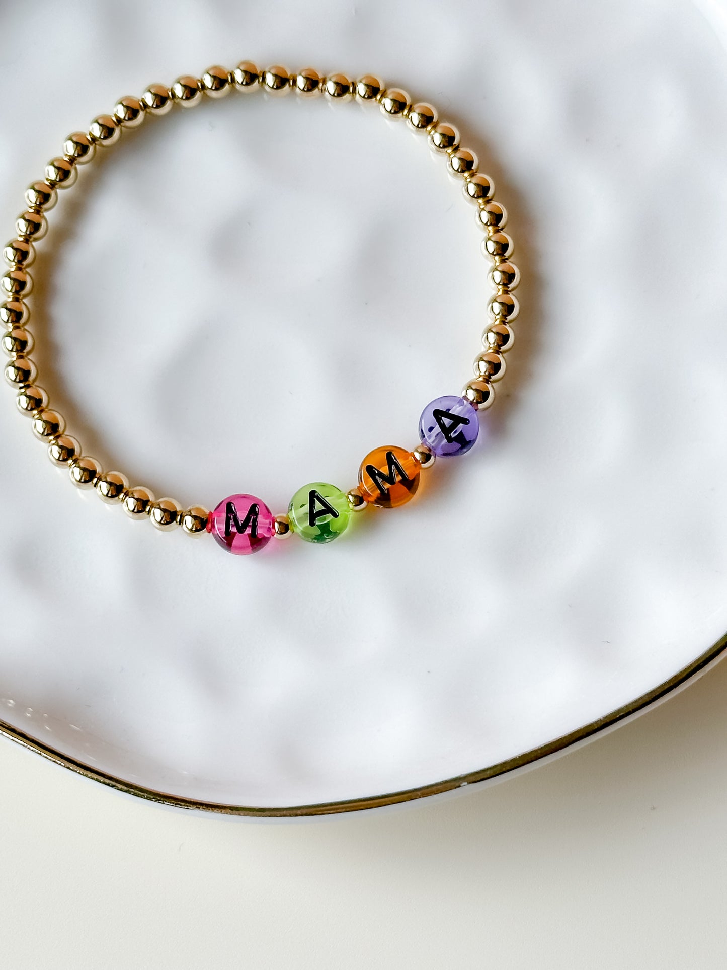 neon 4mm stacker name bracelet