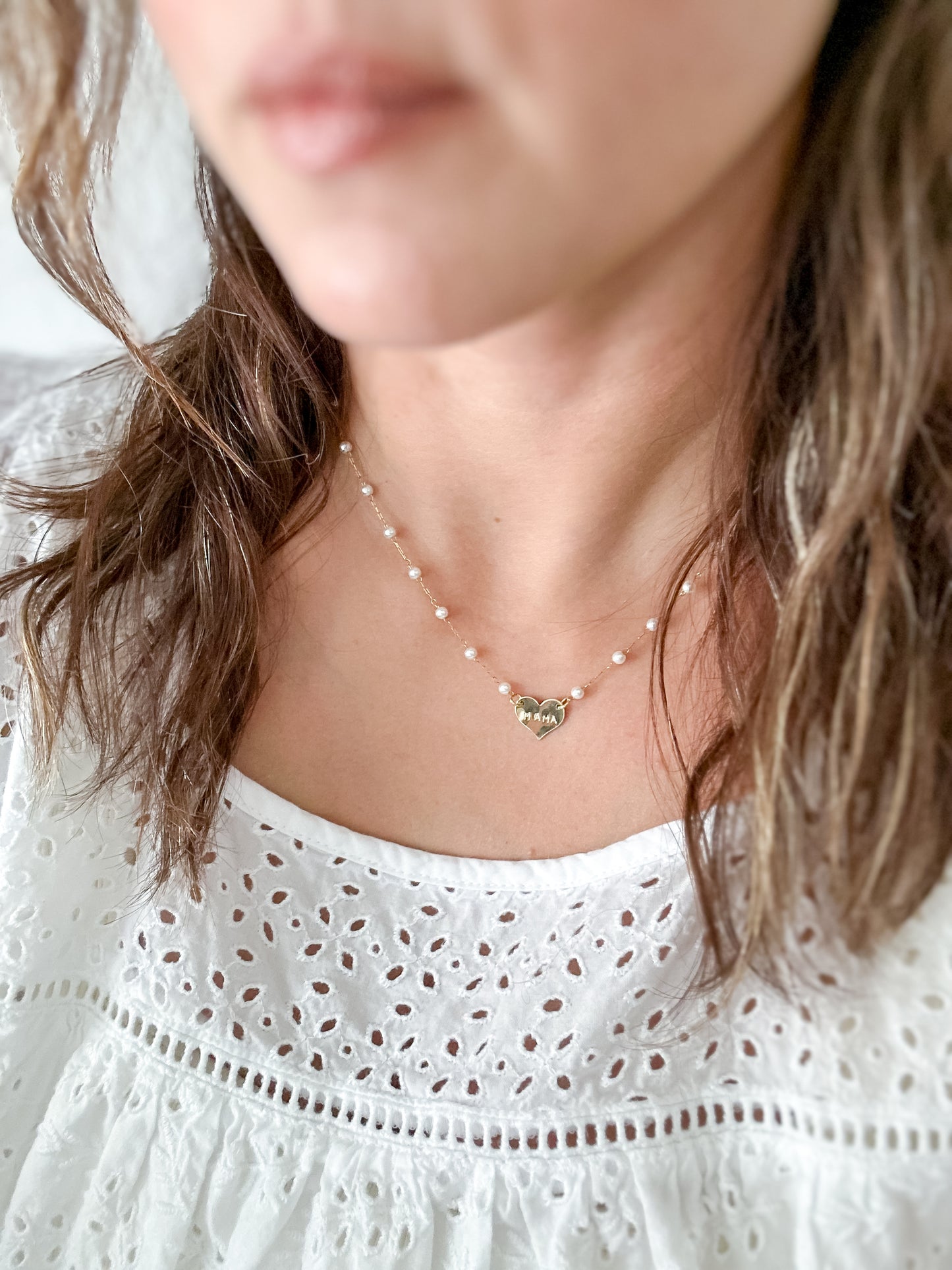 heart and pearl mama necklace