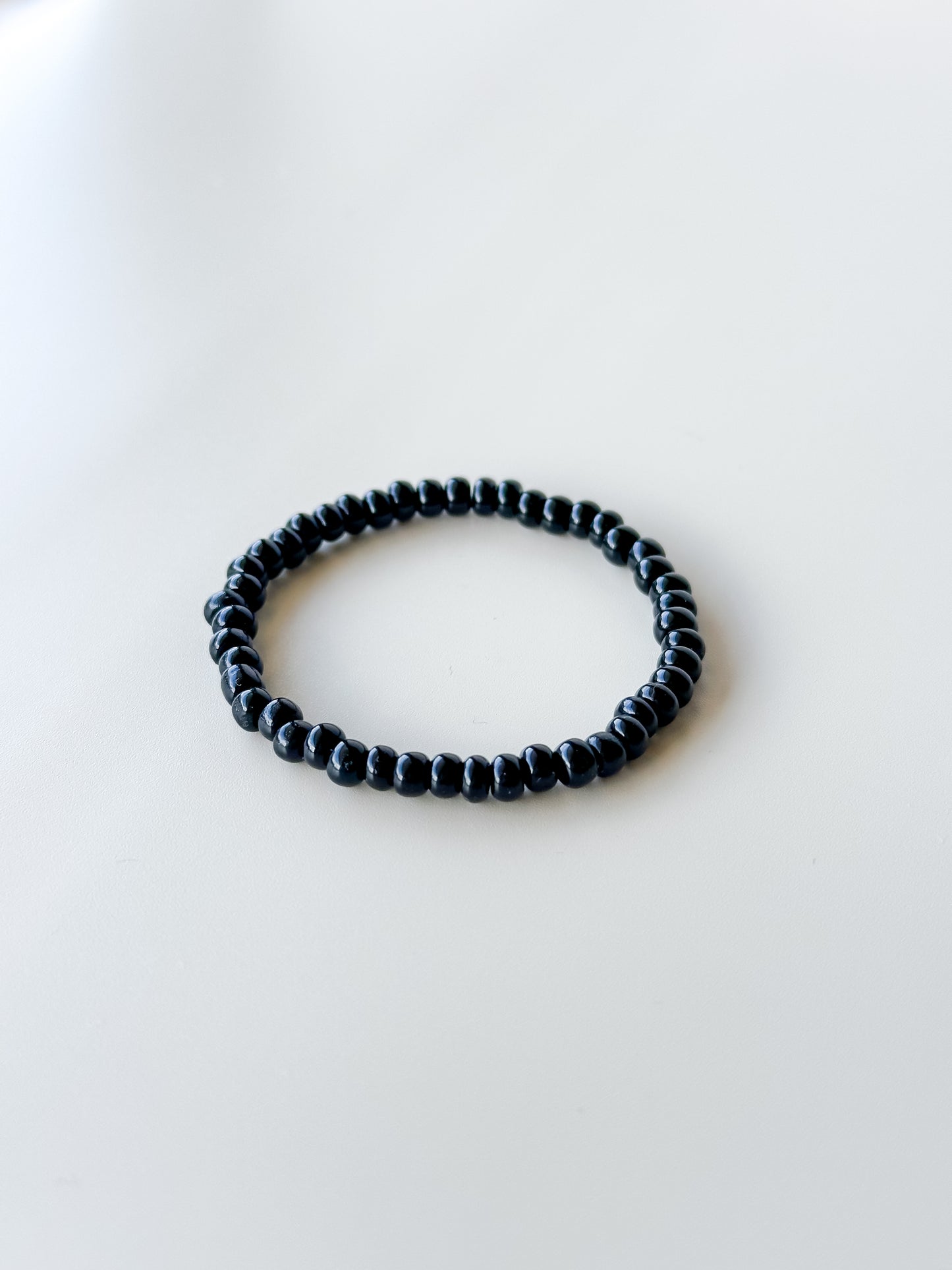 black seed bead stacking bracelet