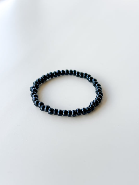 black seed bead stacking bracelet