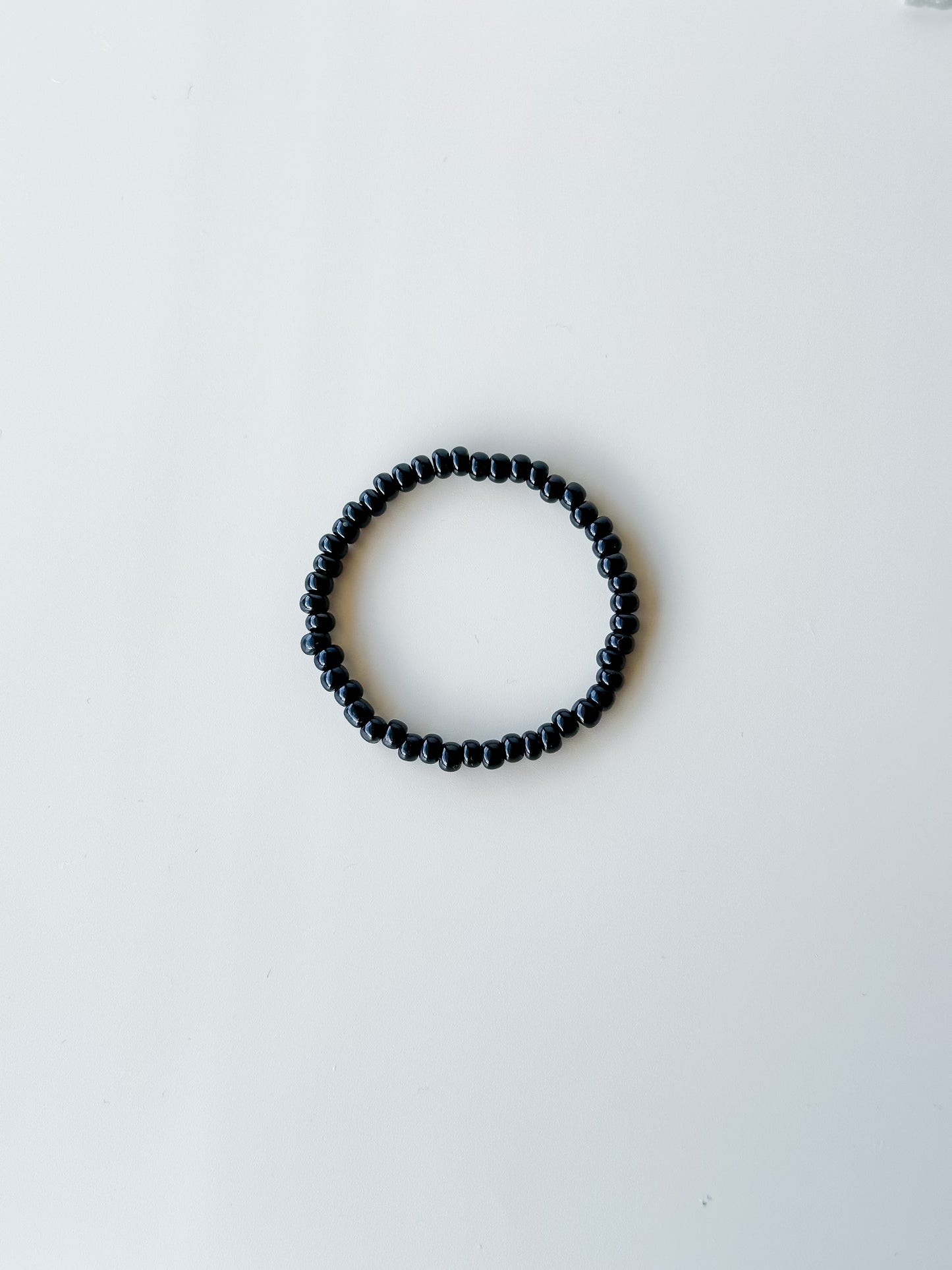 black seed bead stacking bracelet