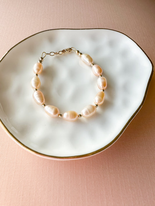 peach pearl bracelet