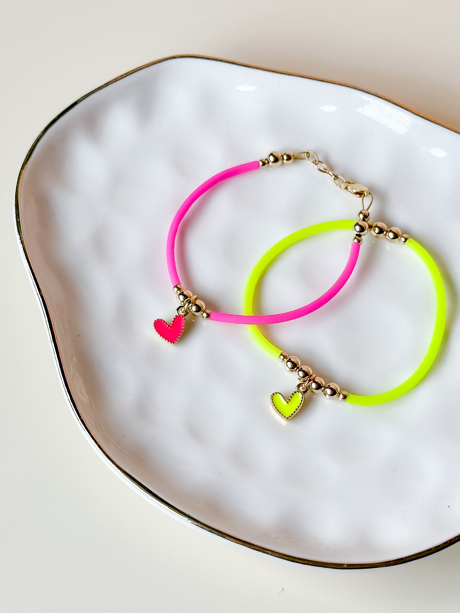 neon heart charm bracelet