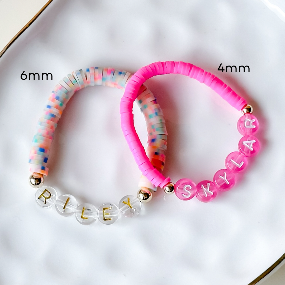 neon heishi name bracelet