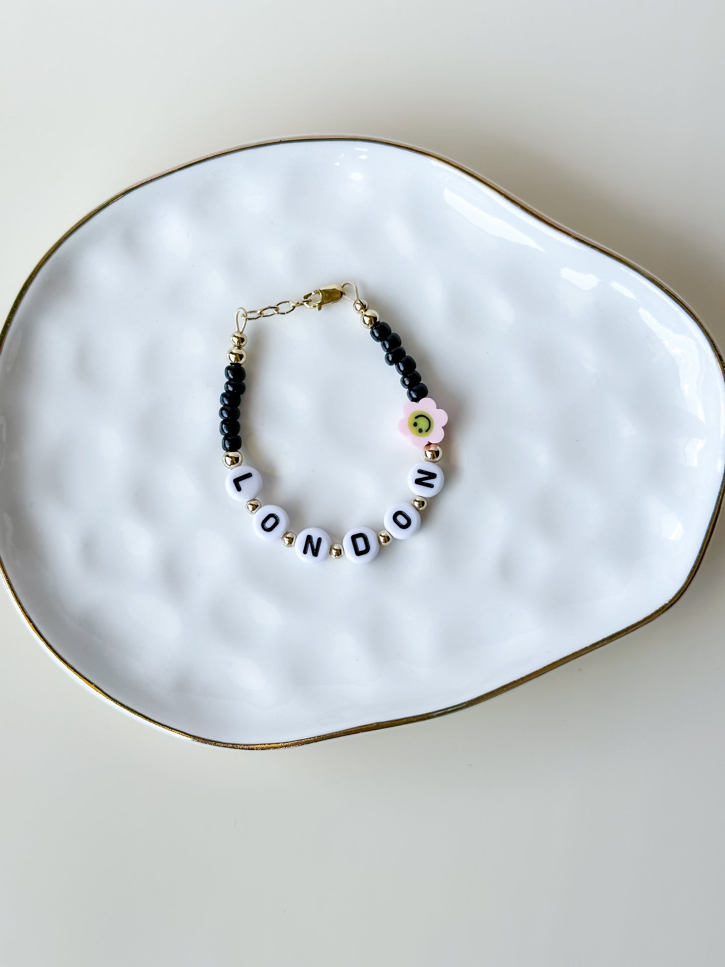 boho smiley name bracelet