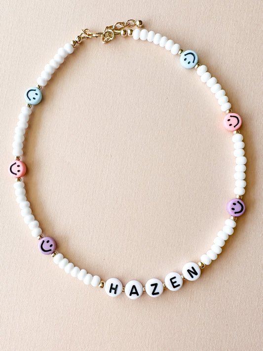 smiley name necklace