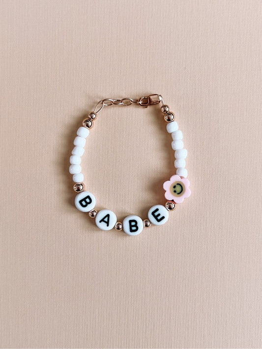 boho smiley name bracelet