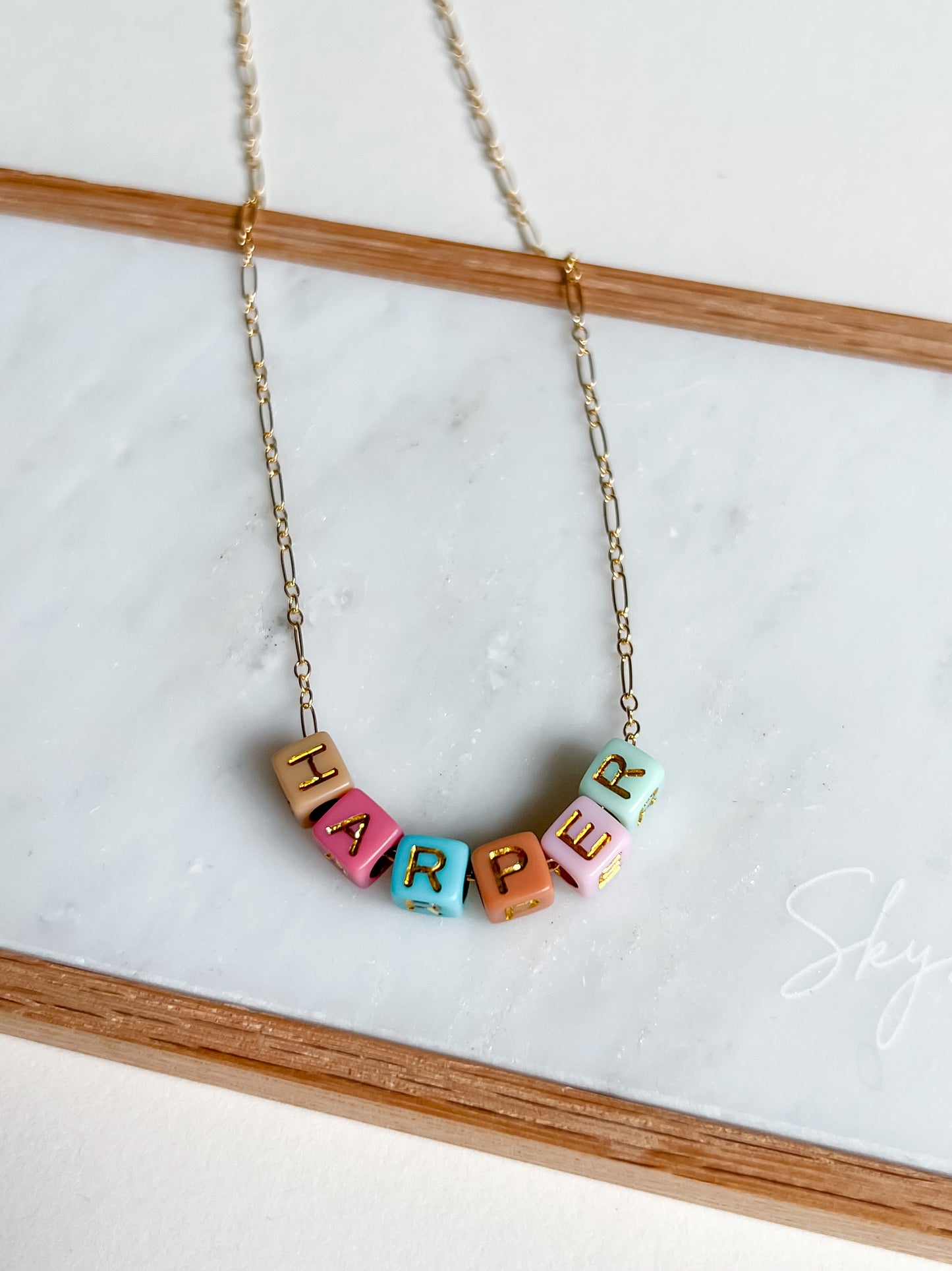 square letter necklace