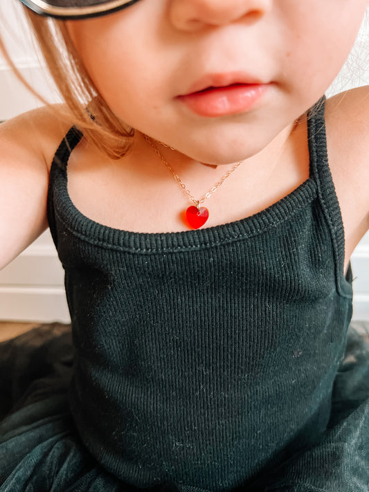 mini heart on a string necklace