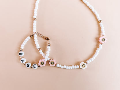 boho smiley name bracelet